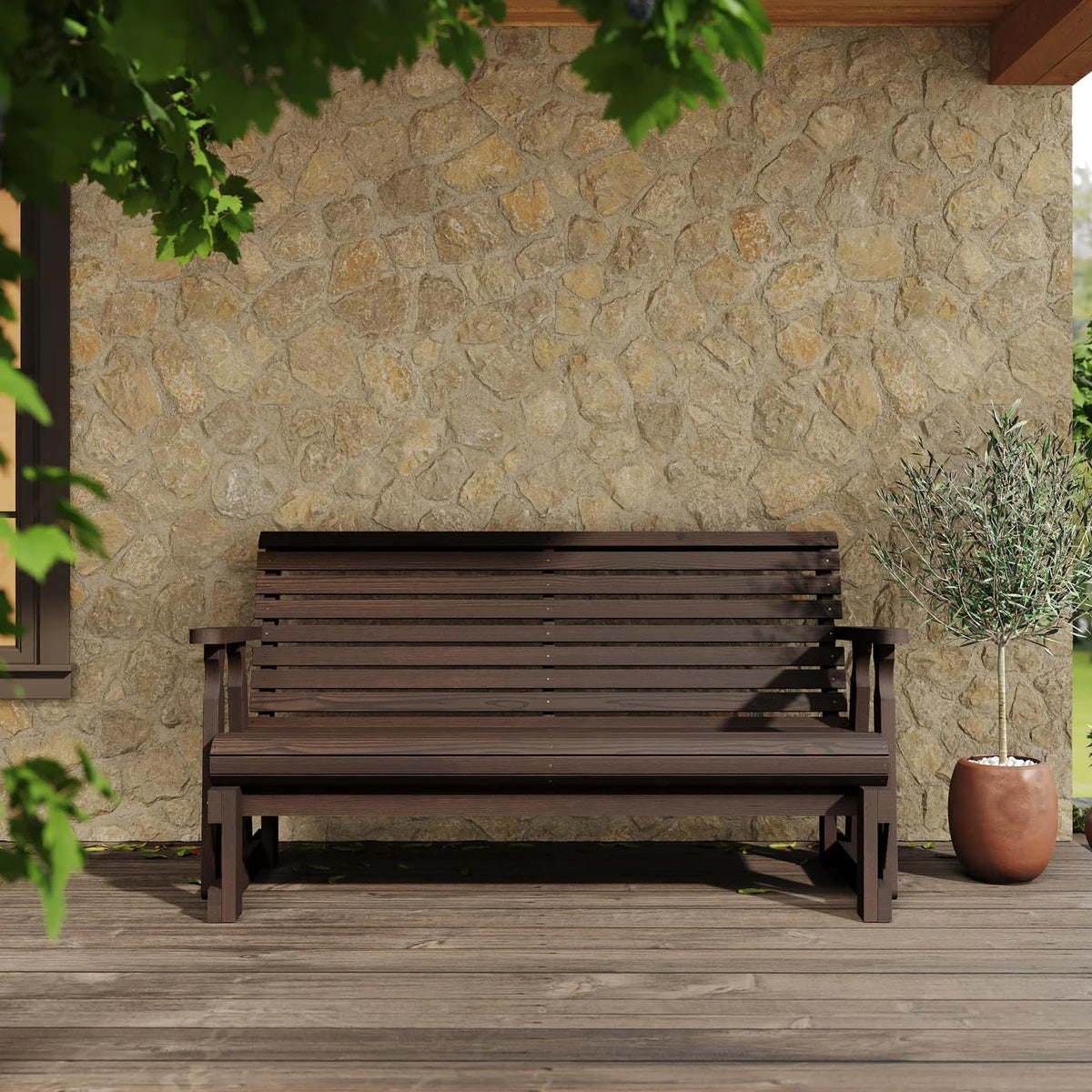 Heavy Duty Roll Back Porch Glider with Cupholders A30747