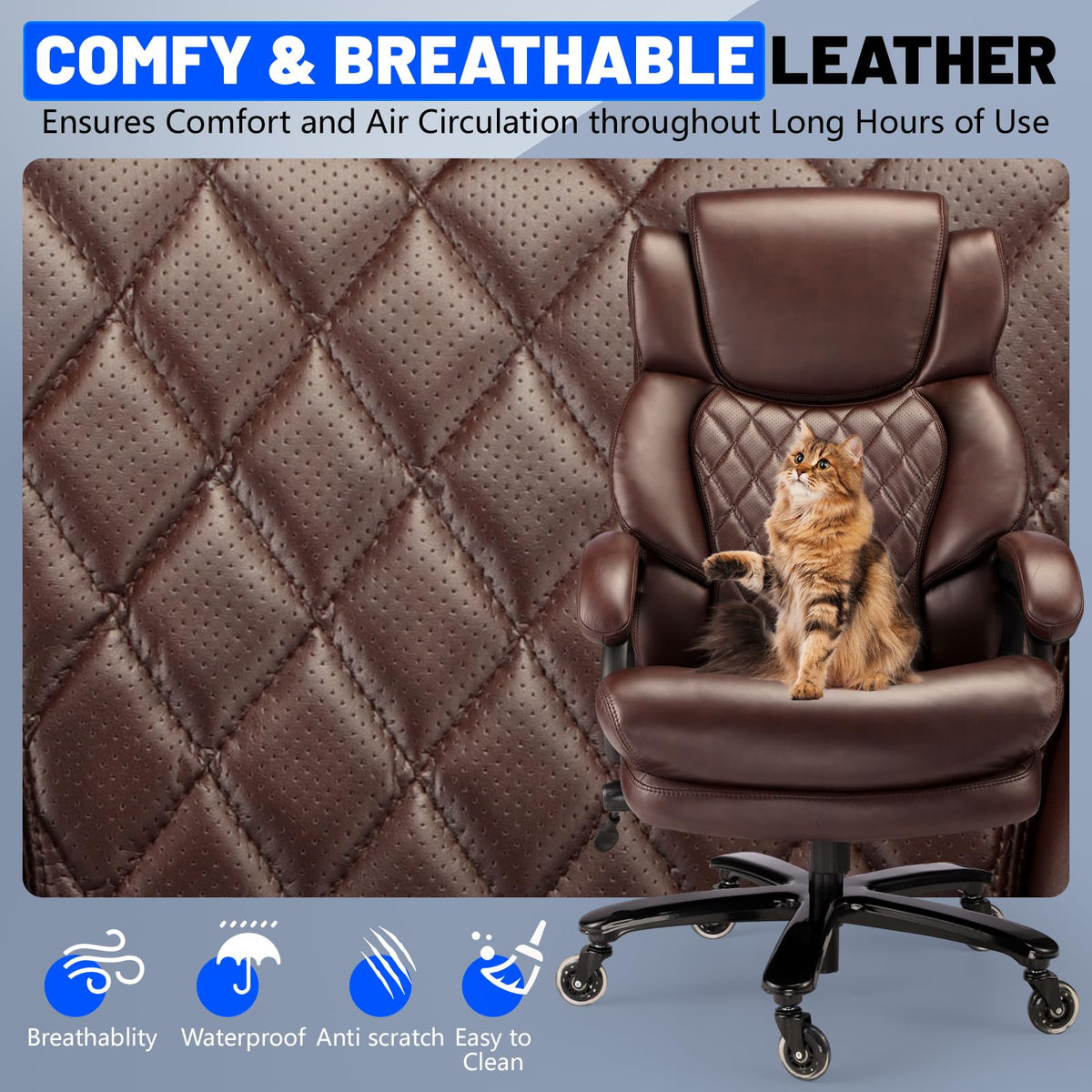Big and Tall Office Chair with Adjustable Headrest R976