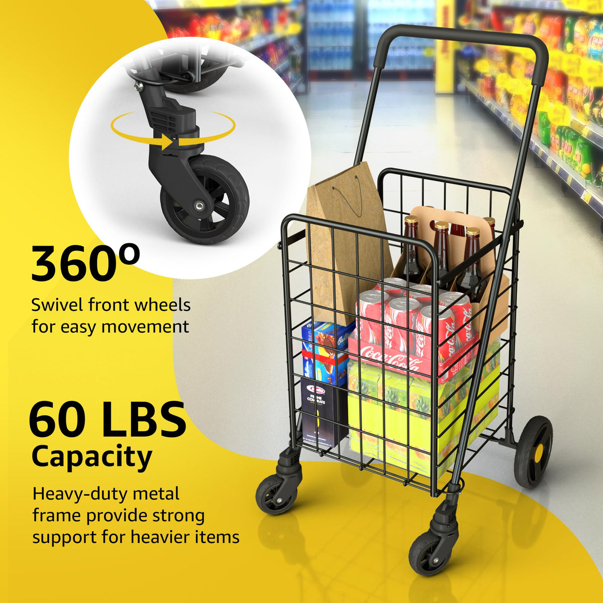Black Foldable Lightweight Utility Cart C568
