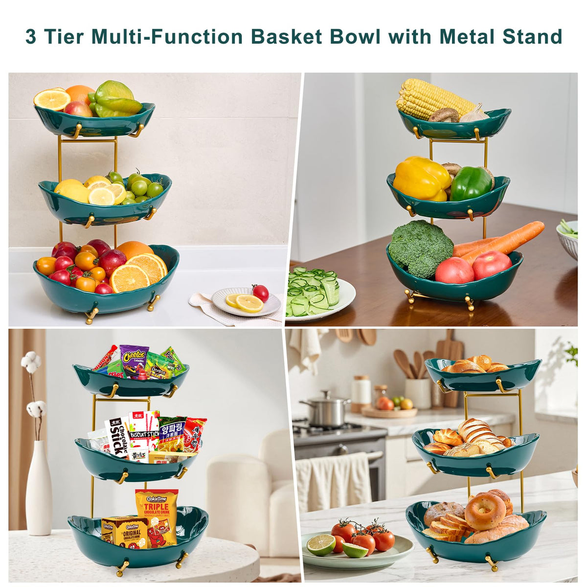 Ceramic 3 Tier Fruit Bowl A6367