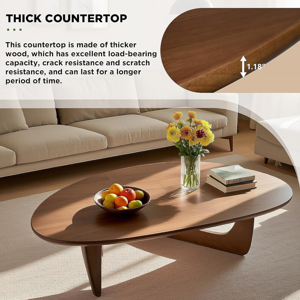 Solid Wood Oval Coffee Table 35"Lx24"Wx16"H T619
