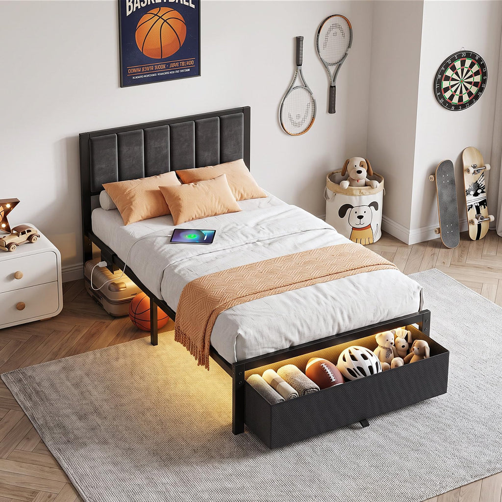 Twin Size Bed Frame with Drawer Q42288