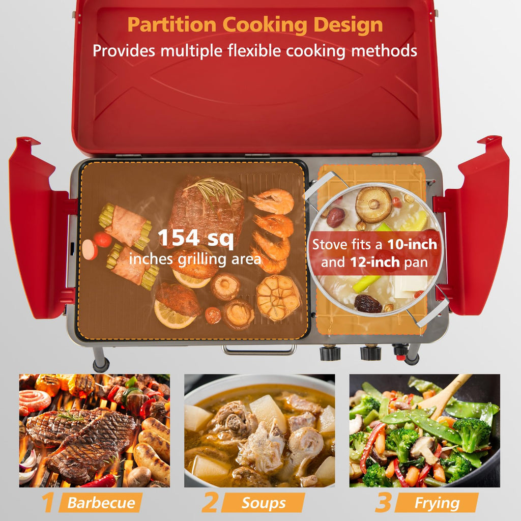 2-Burner Propane Camping Stove with Detachable Legs B70948
