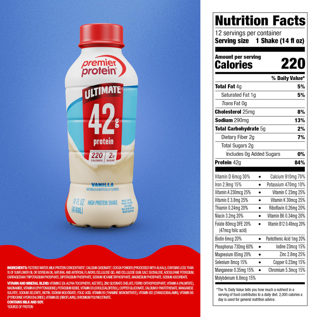 Vanilla 42g High Protein Shake 12 Pack E886531