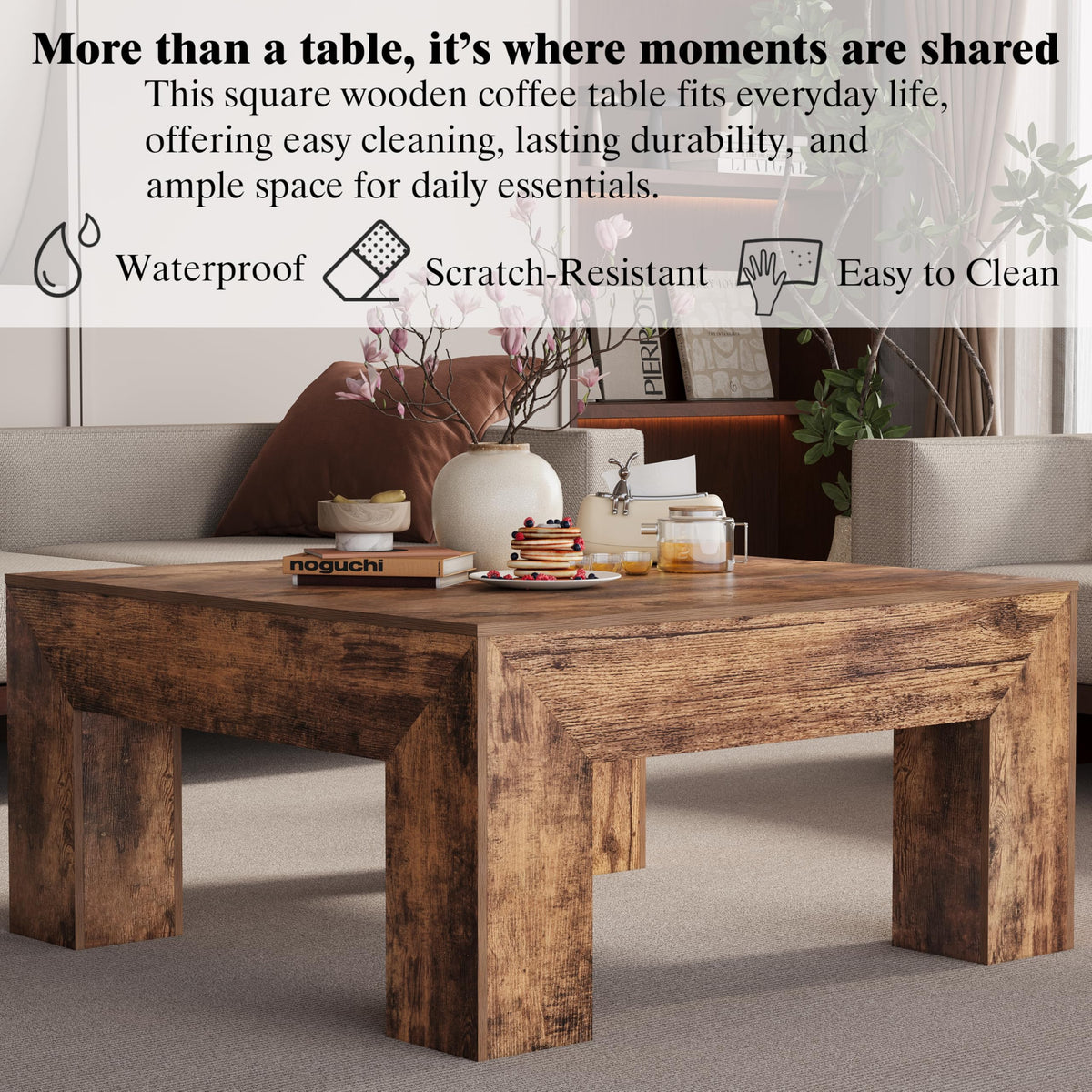 35" Wooden Square Coffee Table R767
