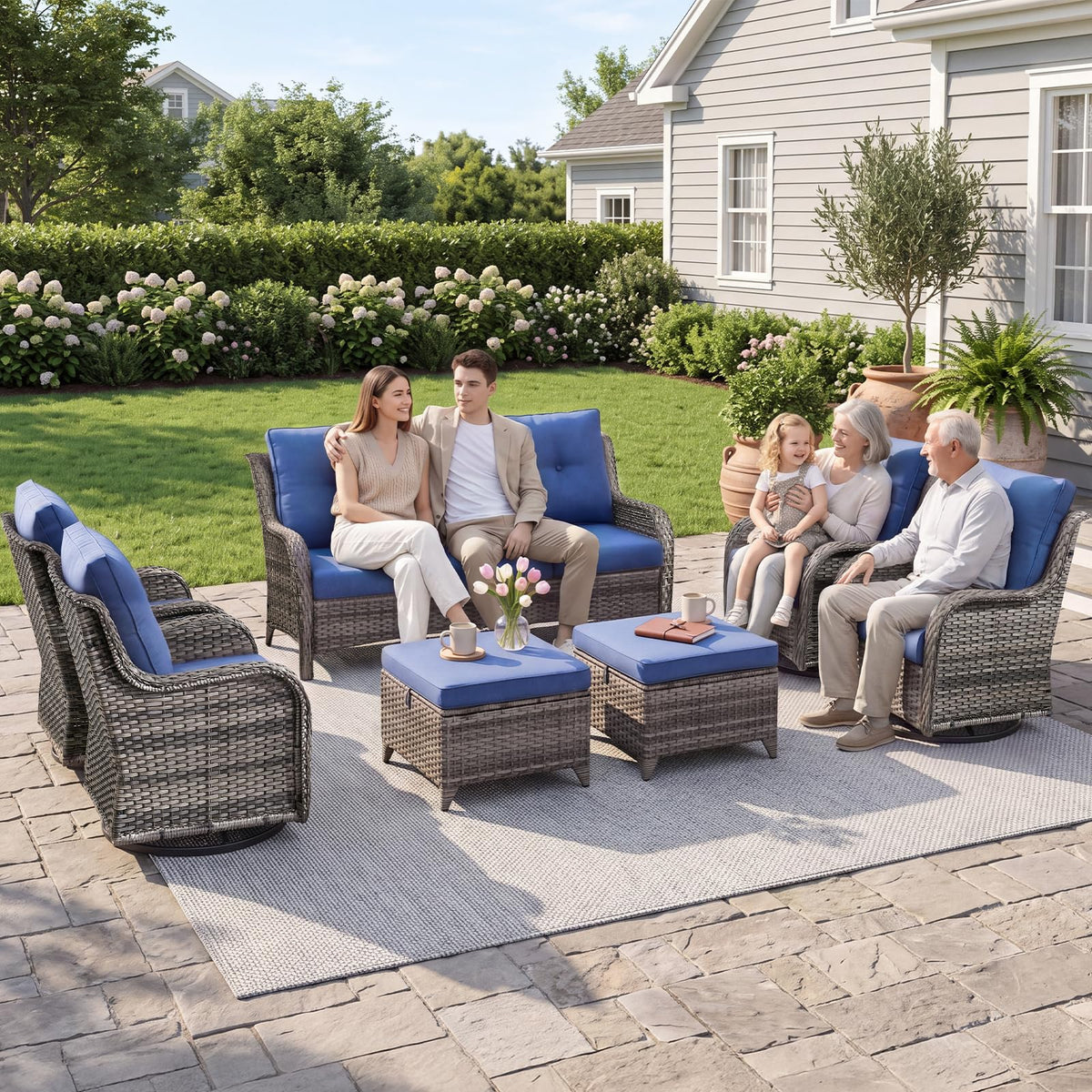 Grey Wicker 6 Piece Patio Furniture Set C5160