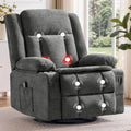 Grey Chenille Swivel Rocker Recliner with Massage and Heat I682965