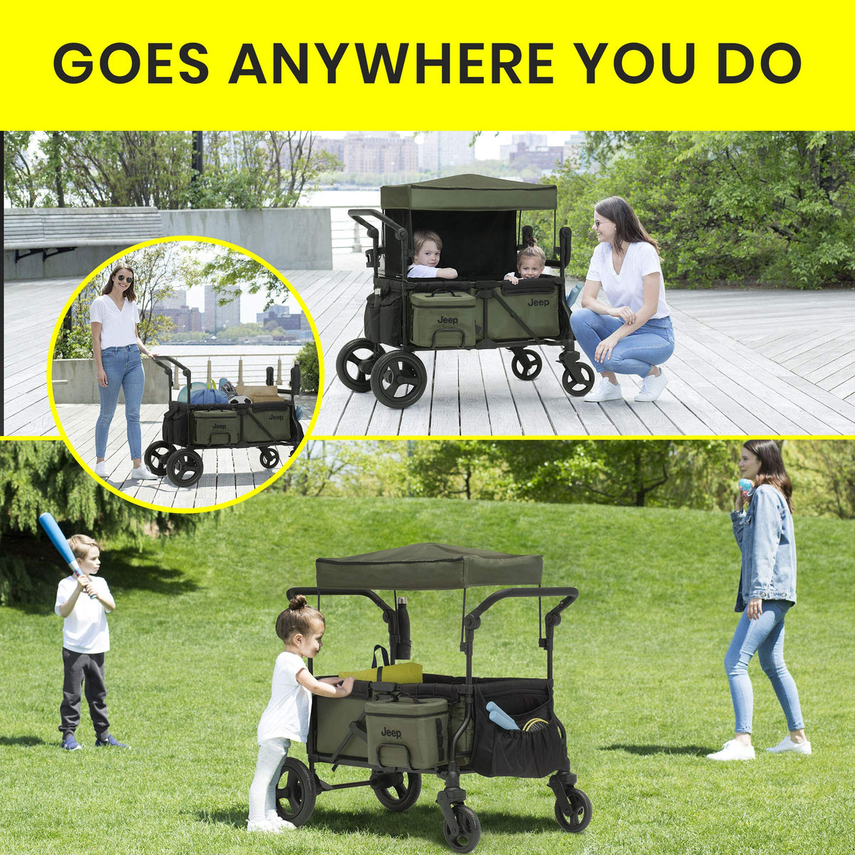 Black/Green Stroller Wagon with Cooler Bag Y87842
