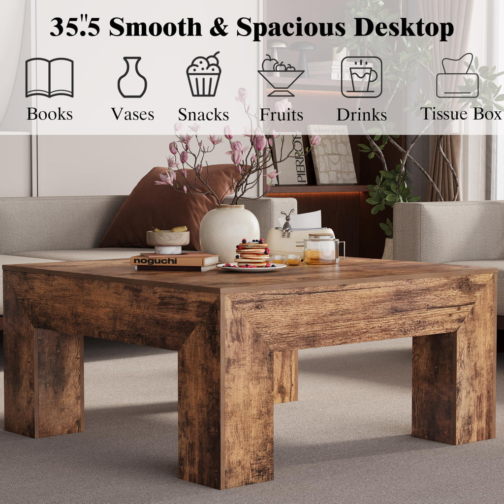 35" Wooden Square Coffee Table R767