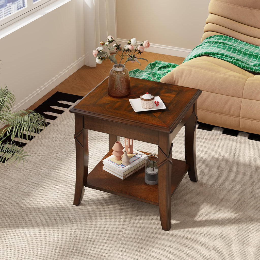 Solid Wood End Table with Storage Shelf M20731