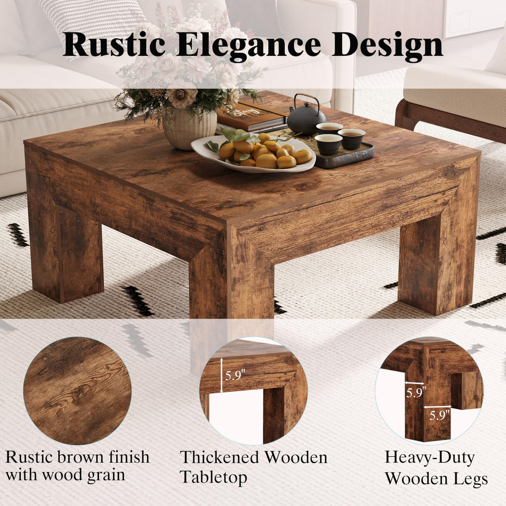 35" Wooden Square Coffee Table R767