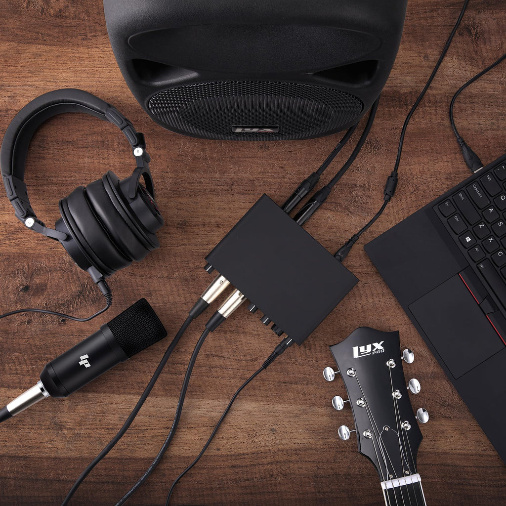 2x2 USB Audio Interface Recording Bundle with Condenser Mic, Headphones, Shockmount, XLR Cable F94339