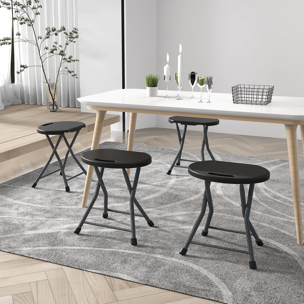 Black Folding Stool with Carry Handle 330lbs Capacity H7286