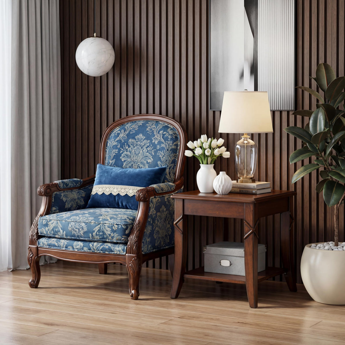 Solid Wood End Table with Storage Shelf M20731