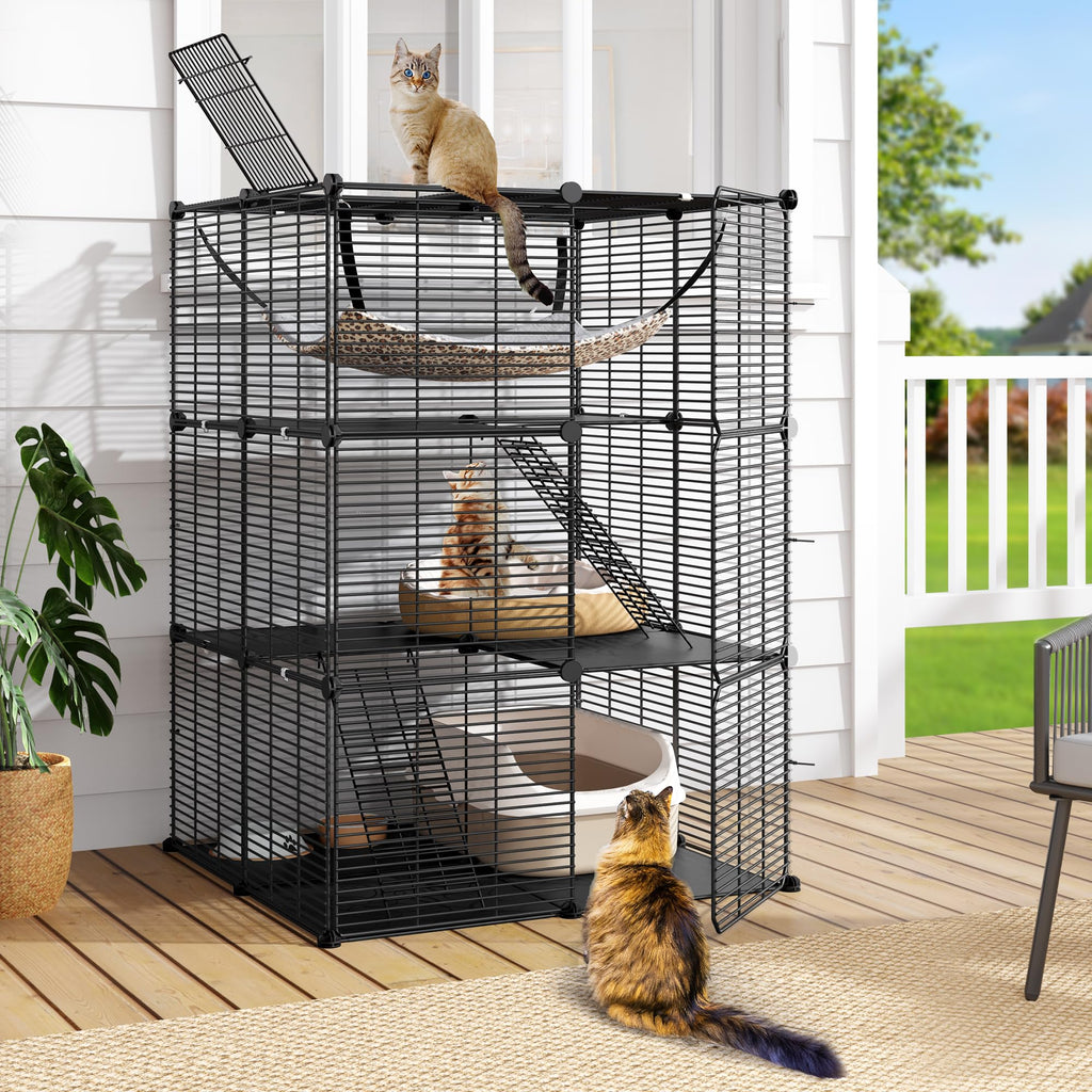3-Tier Cat Cage Indoor Enclosure with Hammock W221