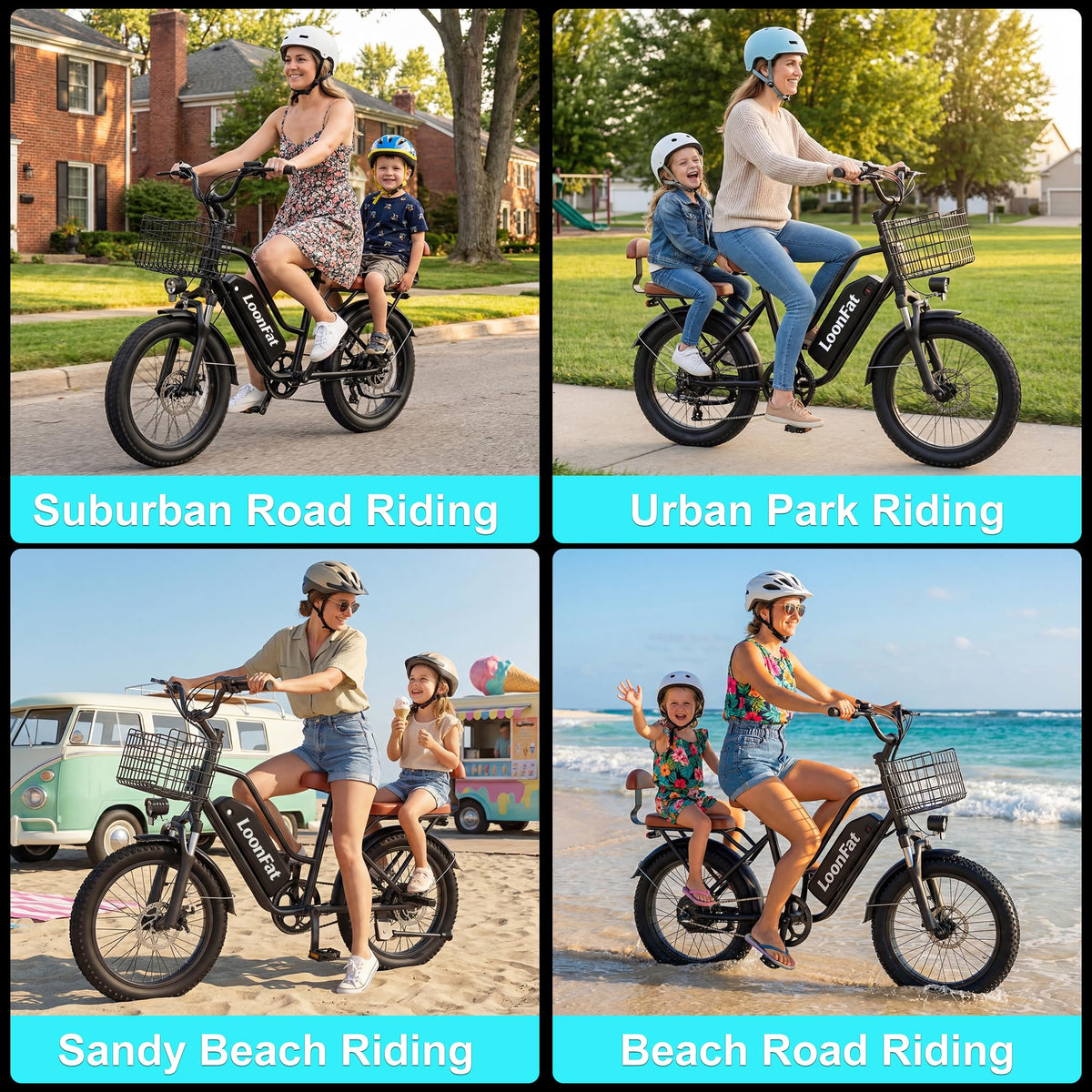 Peak 1000W 48V 13Ah Electric Bike with Rear Seat & Front Basket Y983582