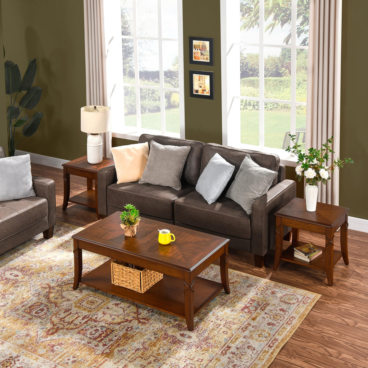 Solid Wood End Table with Storage Shelf M20731