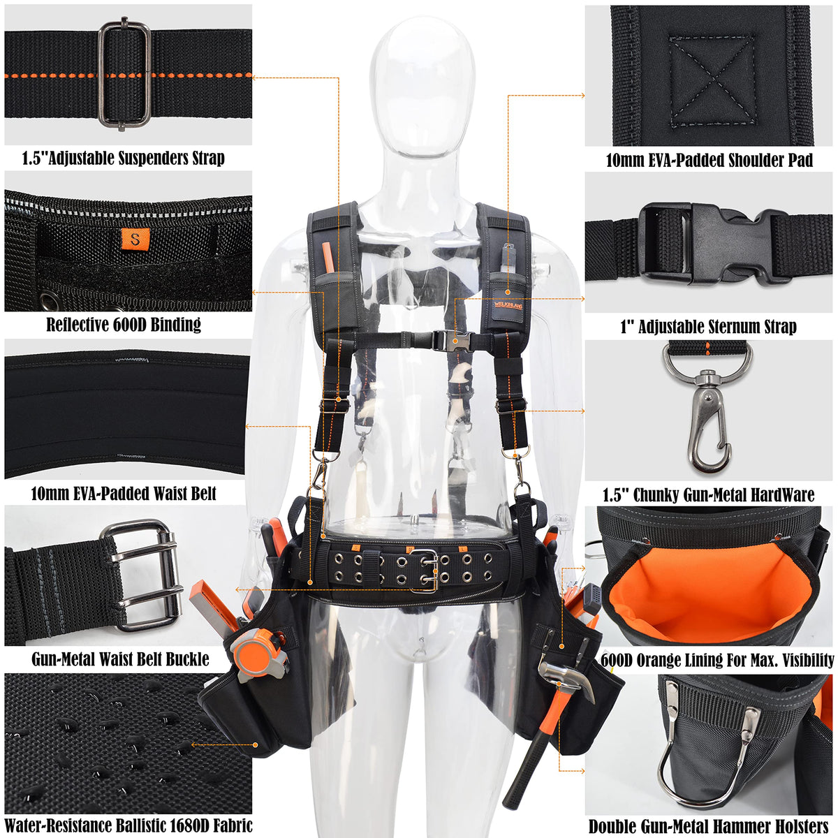 39 Pockets Tool Belts with Suspenders H4077